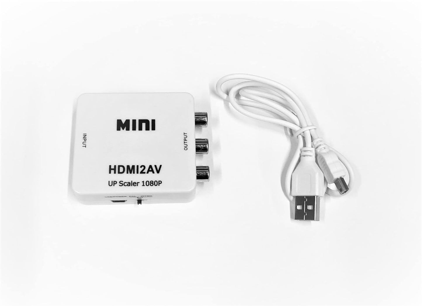 Adattatore HDMI RCA per TV convertitore da HDMI a Segnale AV CVBS RCA Audio Video Pal+NTSC, Bianco