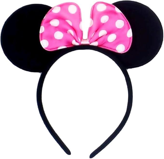 Cerchietto con Orecchie Topolina - Fiocchetto Fuxia - A Pois Bianchi - Accessori