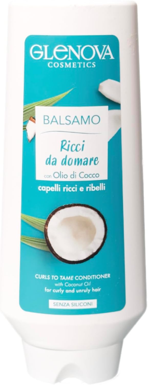 Glenova Balsamo Ricci da Domare con Olio di Cocco per Capelli Ricci e Ribelli 300 ml