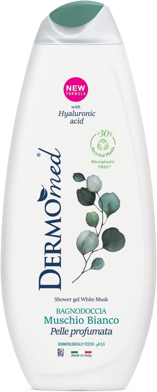 Dermomed Bagnodoccia Muschio Bianco, pH 5.5, 650 ml, Dermatologicamente Testato.