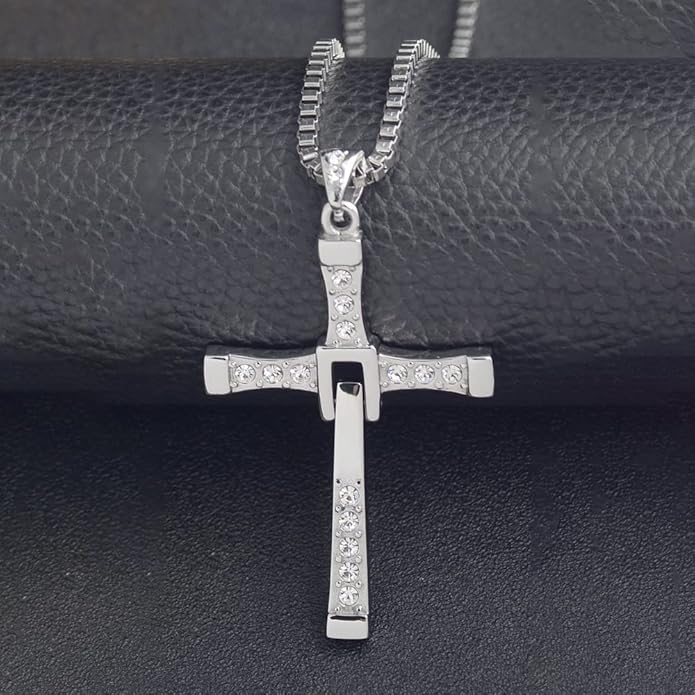 Collana fast and furious crocifisso Film Dominic Toretto Croce con Strass Brillanti
