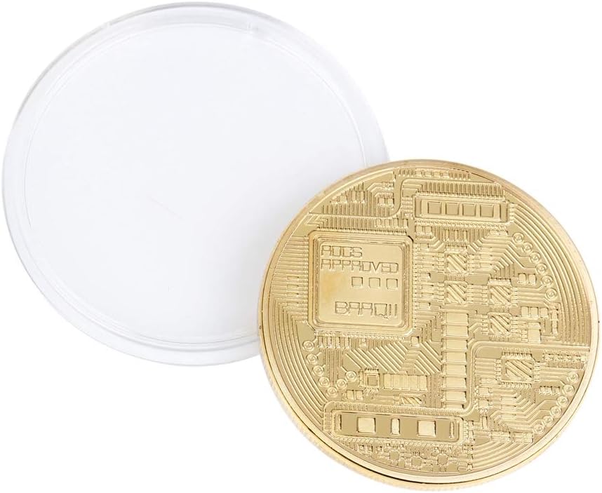 1 Pz Oro Placcato Moneta Bitcoin Regalo Collezionabile BTC Coin Art Collection Physical