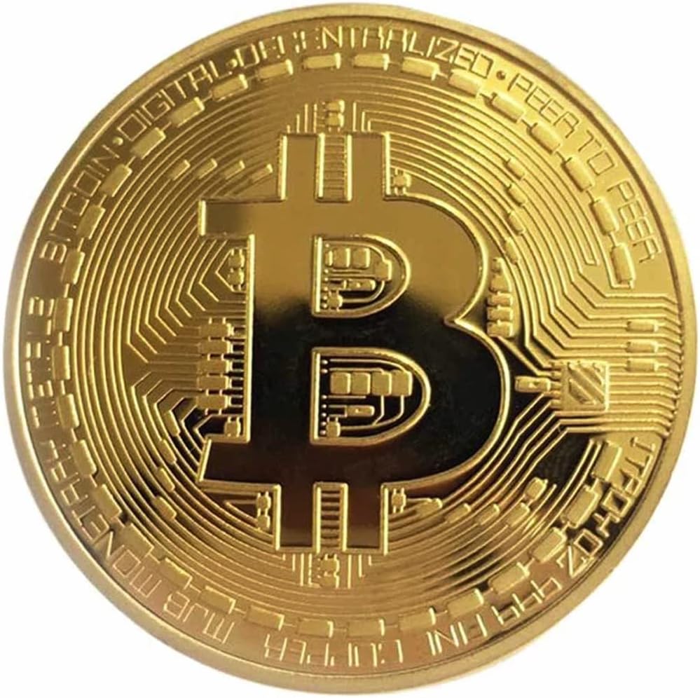 1 Pz Oro Placcato Moneta Bitcoin Regalo Collezionabile BTC Coin Art Collection Physical