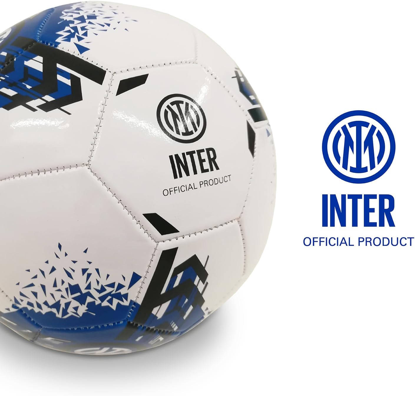 Pallone da Calcio Cucito INTER - Prodotto Ufficiale - misura 5 - 300 g - Bianco/Blu/Nero