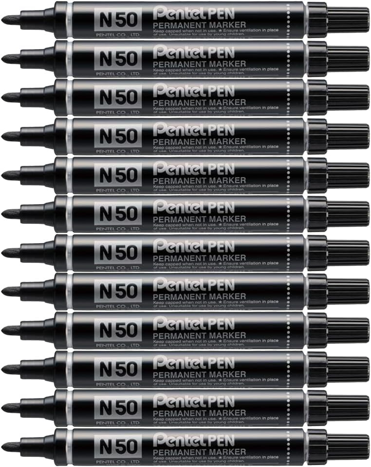 Pentel Pen N50 Pennarelli Permanenti - Confezione Da 12 Pezzi Punta Conica Nera 12 Pezzi Confezione - Foto 4
