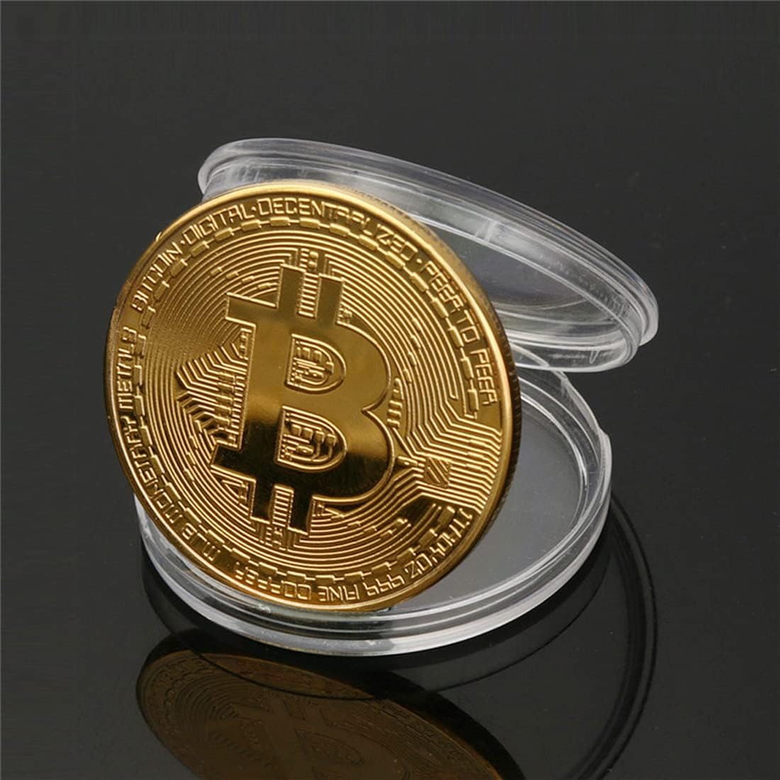 1 Pz Oro Placcato Moneta Bitcoin Regalo Collezionabile BTC Coin Art Collection Physical