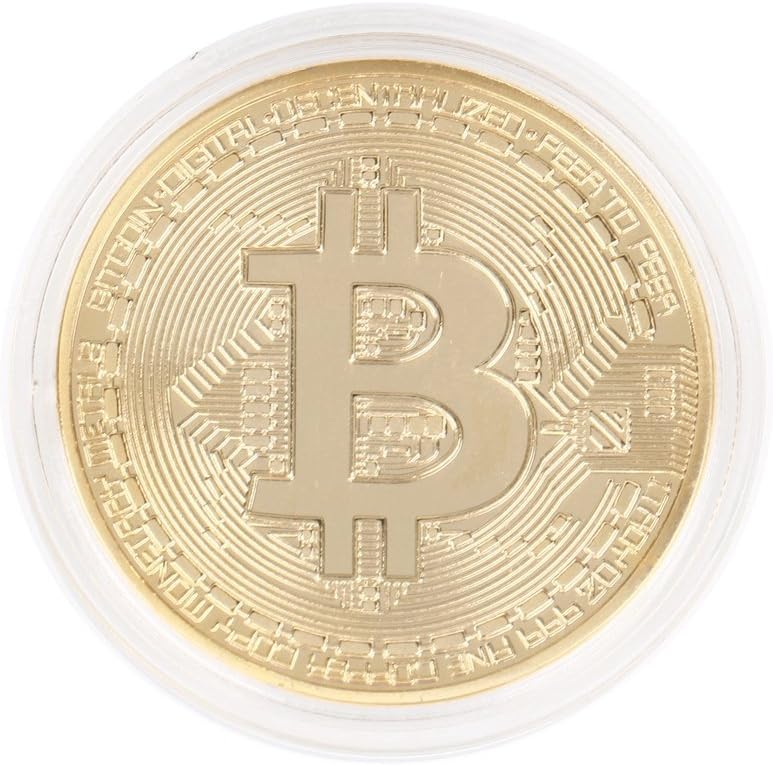 1 Pz Oro Placcato Moneta Bitcoin Regalo Collezionabile BTC Coin Art Collection Physical