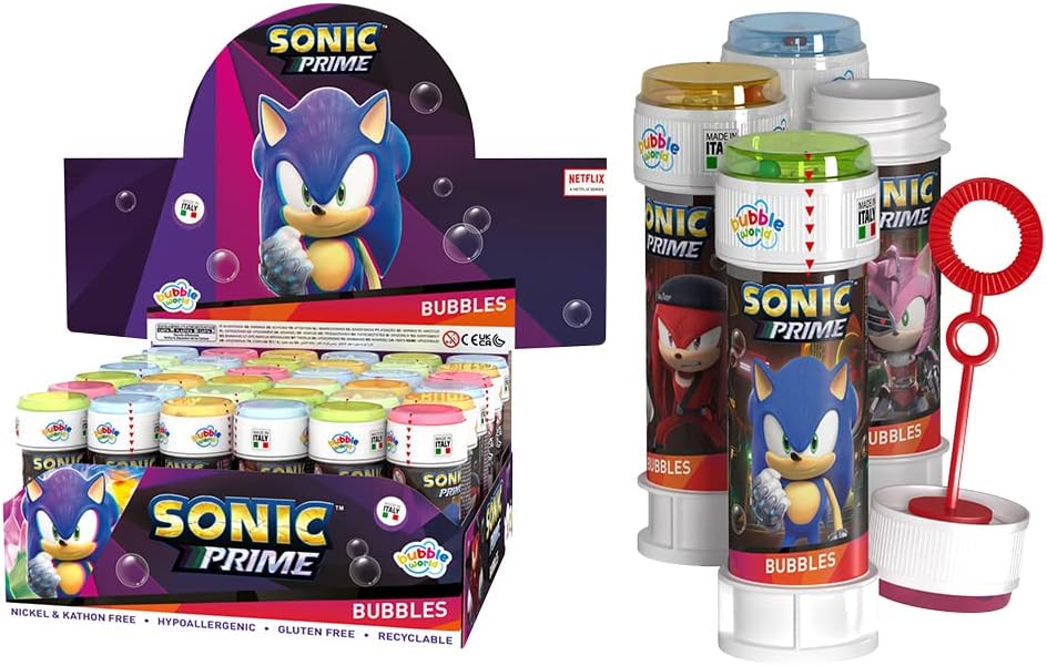 Bolle Di Sapone bambini regalo gadget compleanno Flacone 60 Ml 36 PEZZI Sonic Prime