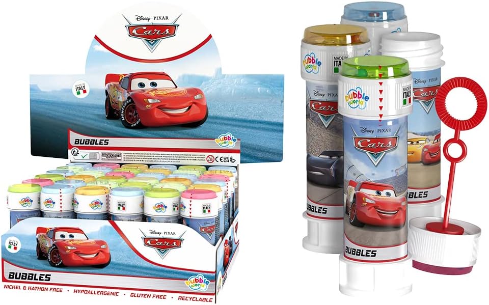 Bolle Di Sapone bambini regalo gadget compleanno Flacone 60 Ml 36 PEZZI Disney Cars