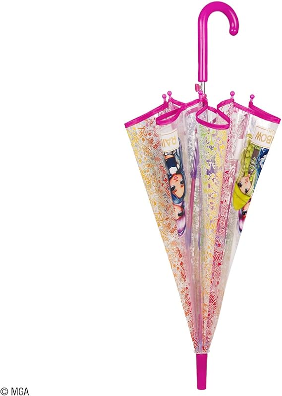 PERLETTI Ombrello Bambina Rainbow High Trasparente 4 5 6 Anni - Ombrellino Multicolore Automatico Leggero a Cupola Antivento Bimba - Ombrello Pioggia Colorato Scuola Materna - Diam 74 cm (Multicolore)