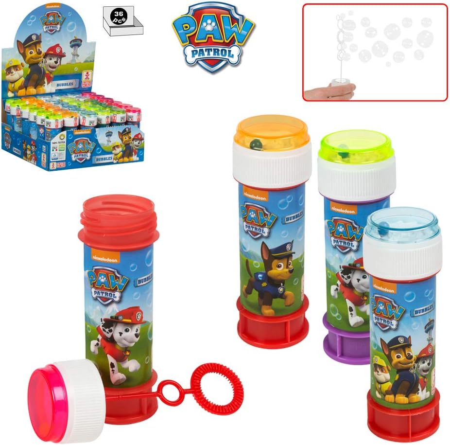 Bolle Di Sapone bambini regalo gadget compleanno Flacone 60 Ml 36 PEZZI Paw Patrol