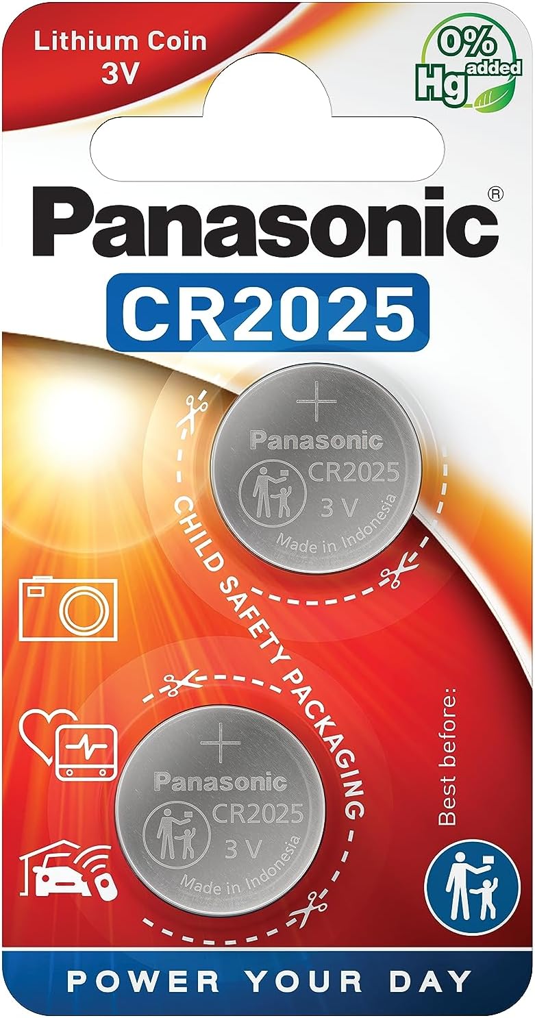 batteria panasonic cr2025 3v Micropile al Litio, Argento (2 Pezzi)