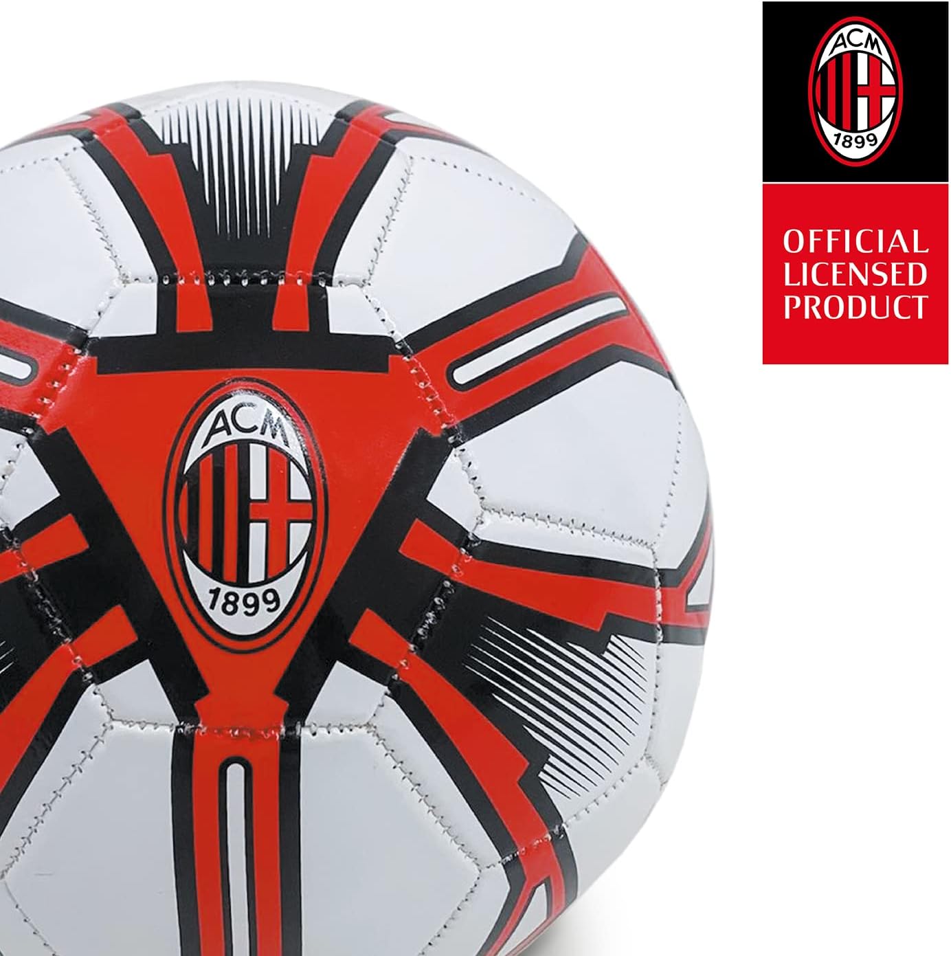 Pallone da Calcio Cucito A.C. MILAN - Prodotto Ufficiale - misura 5 - 300 g - ROSSO/NERO