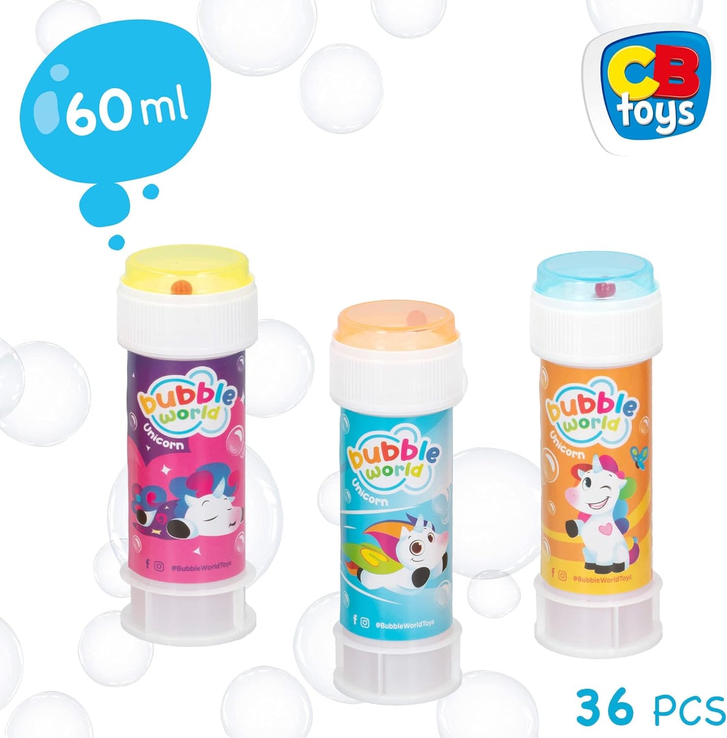 Bolle Di Sapone bambini regalo gadget compleanno Flacone 60 Ml 36 PEZZI UNICORN
