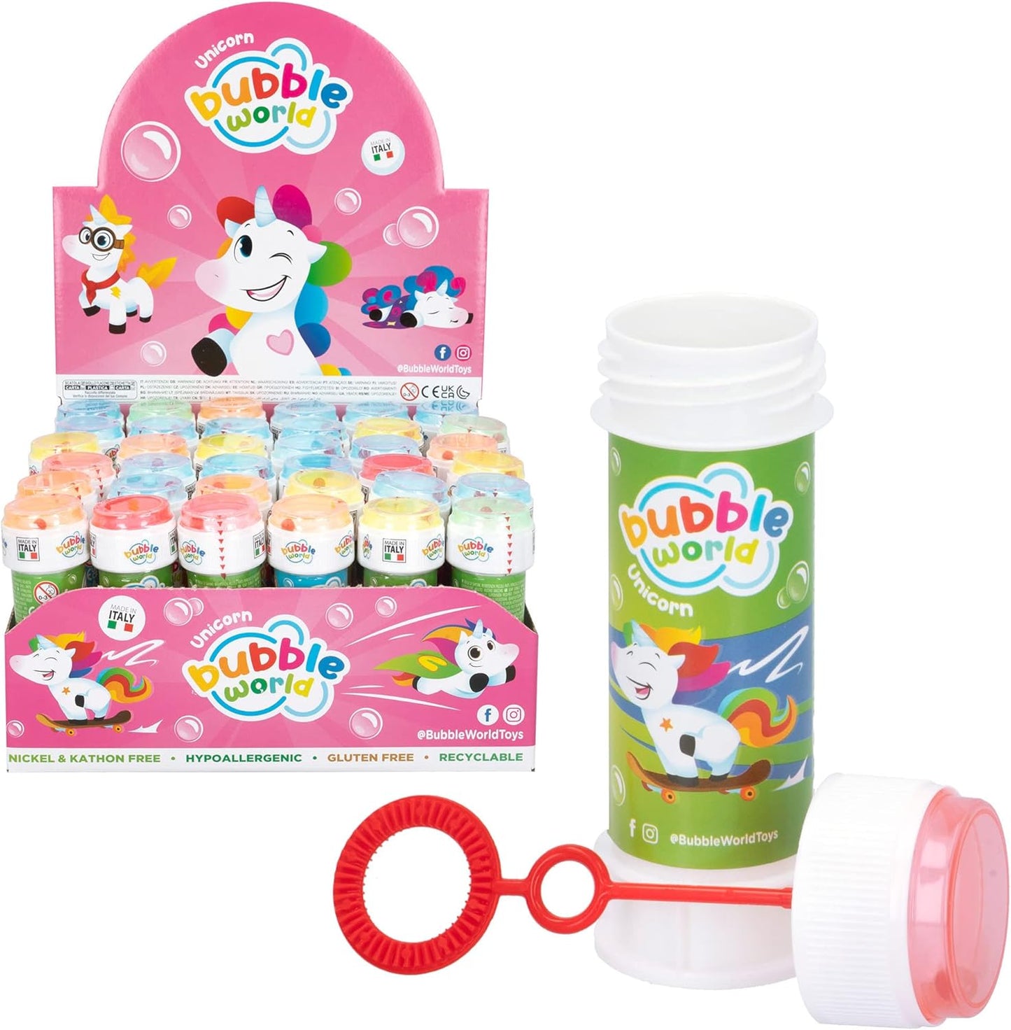 Bolle Di Sapone bambini regalo gadget compleanno Flacone 60 Ml 36 PEZZI UNICORN