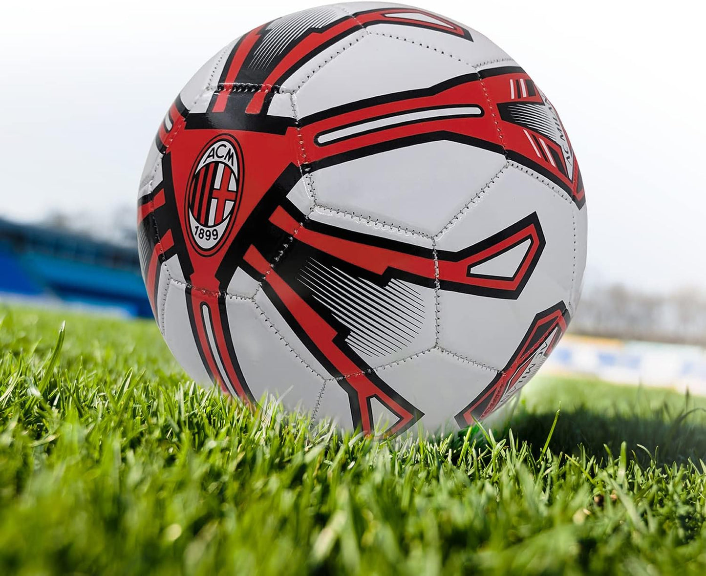 Pallone da Calcio Cucito A.C. MILAN - Prodotto Ufficiale - misura 5 - 300 g - ROSSO/NERO