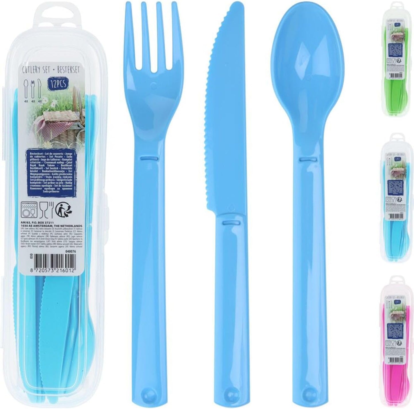 24 x 12 posate in plastica colorata lavabile in lavastoviglie picnic riutilizzabile
