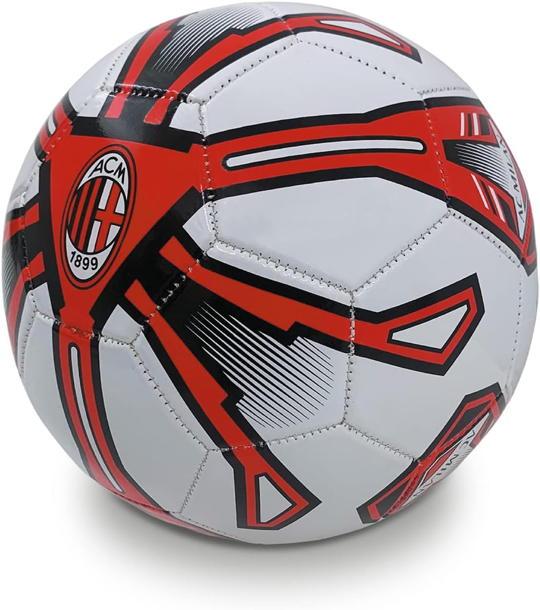 Pallone da Calcio Cucito A.C. MILAN - Prodotto Ufficiale - misura 5 - 300 g - ROSSO/NERO
