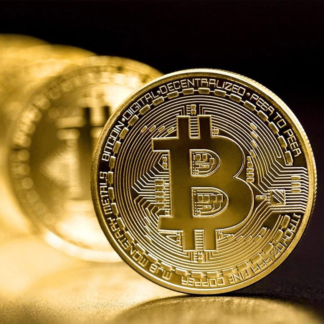 1 Pz Oro Placcato Moneta Bitcoin Regalo Collezionabile BTC Coin Art Collection Physical