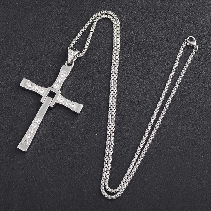 Collana fast and furious crocifisso Film Dominic Toretto Croce con Strass Brillanti