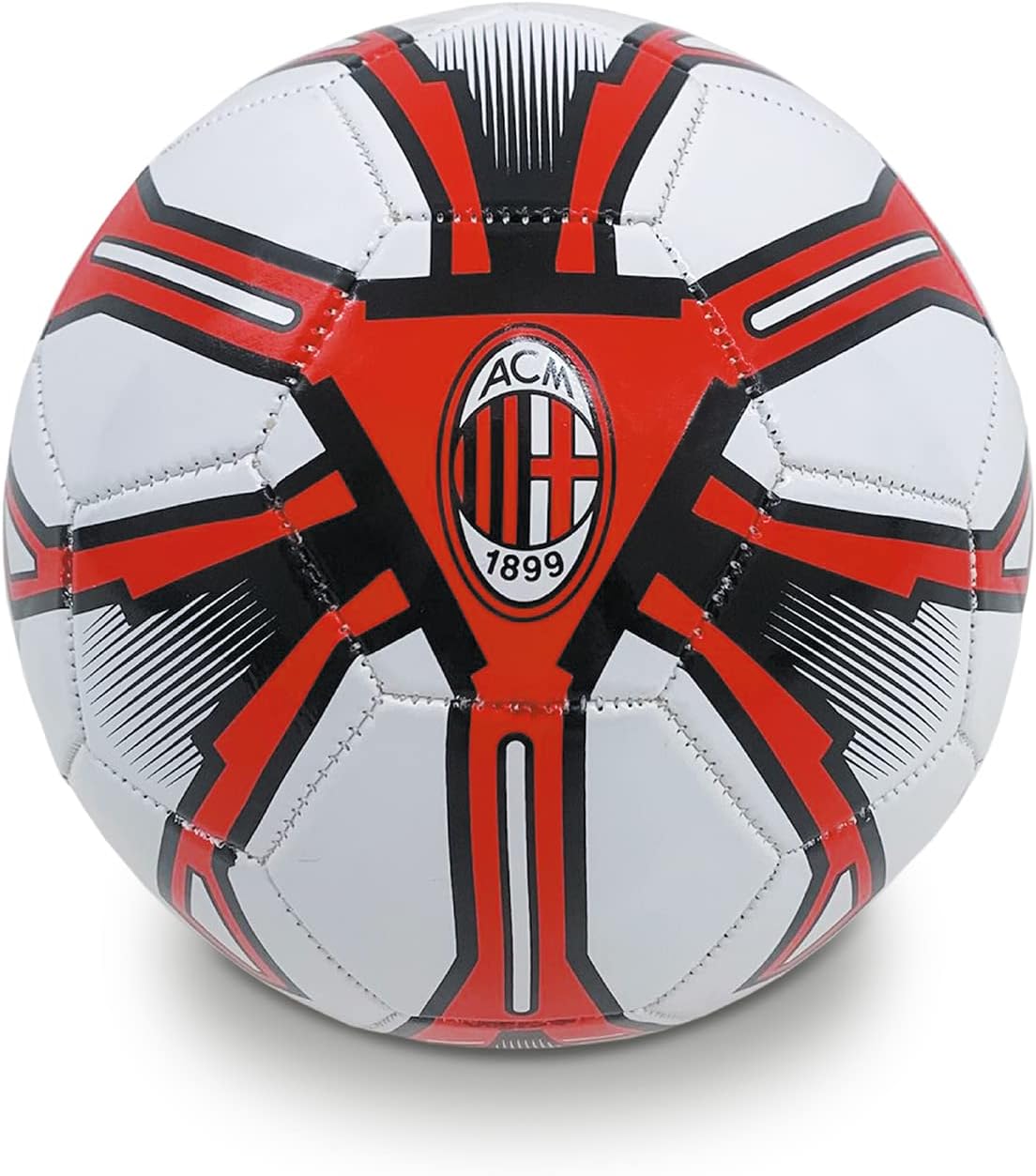 Pallone da Calcio Cucito A.C. MILAN - Prodotto Ufficiale - misura 5 - 300 g - ROSSO/NERO