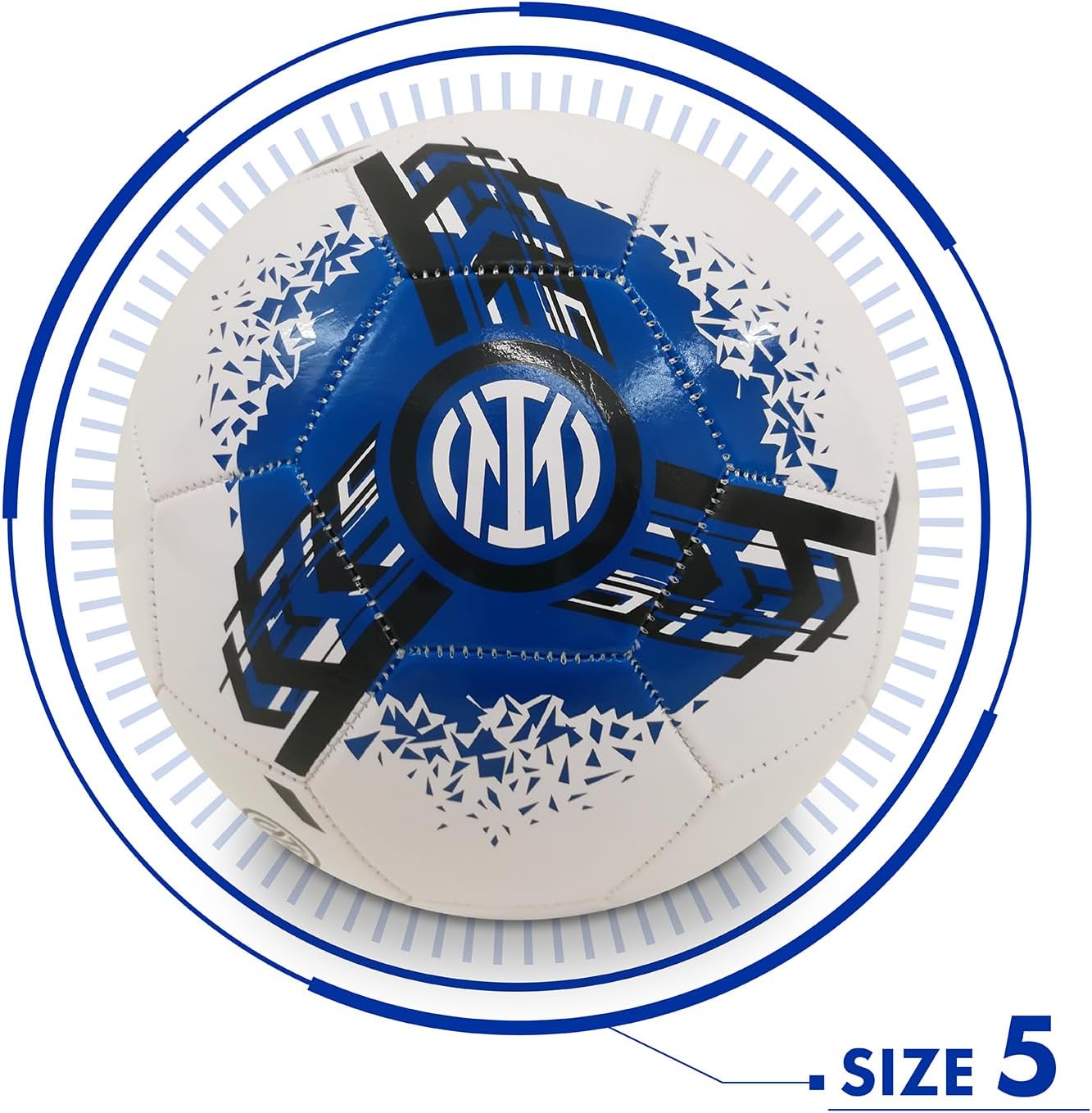 Pallone da Calcio Cucito INTER - Prodotto Ufficiale - misura 5 - 300 g - Bianco/Blu/Nero