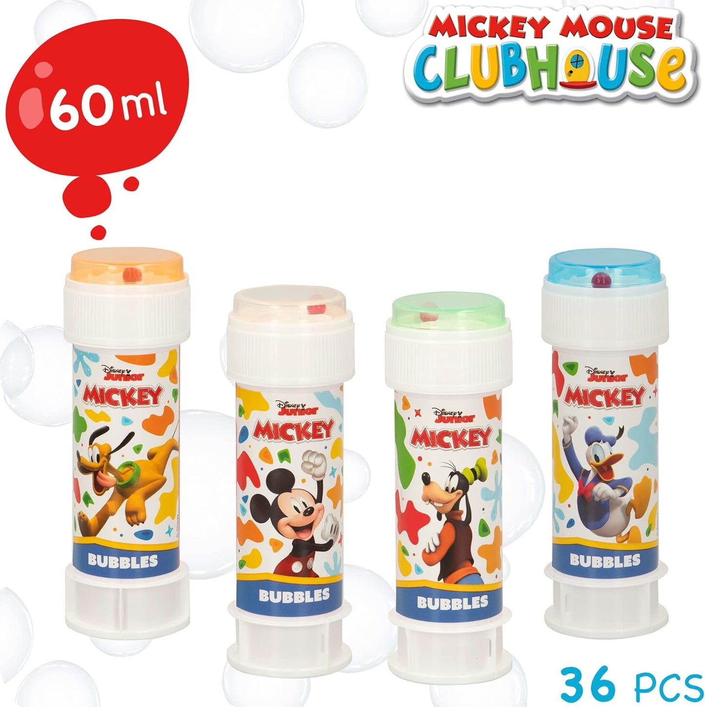 Bolle Di Sapone bambini regalo gadget compleanno Flacone 60 Ml 36 PEZZI Mickey & Friends Topolino Mickey Mouse