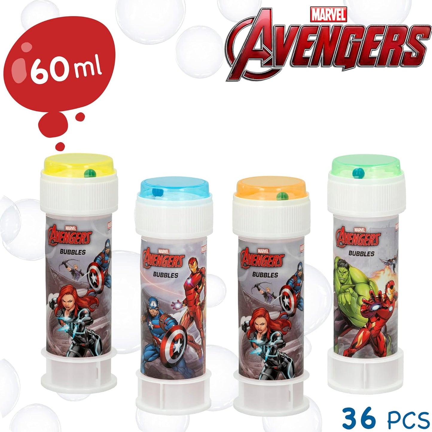 Bolle Di Sapone bambini regalo gadget compleanno Flacone 60 Ml 36 PEZZI Avengers