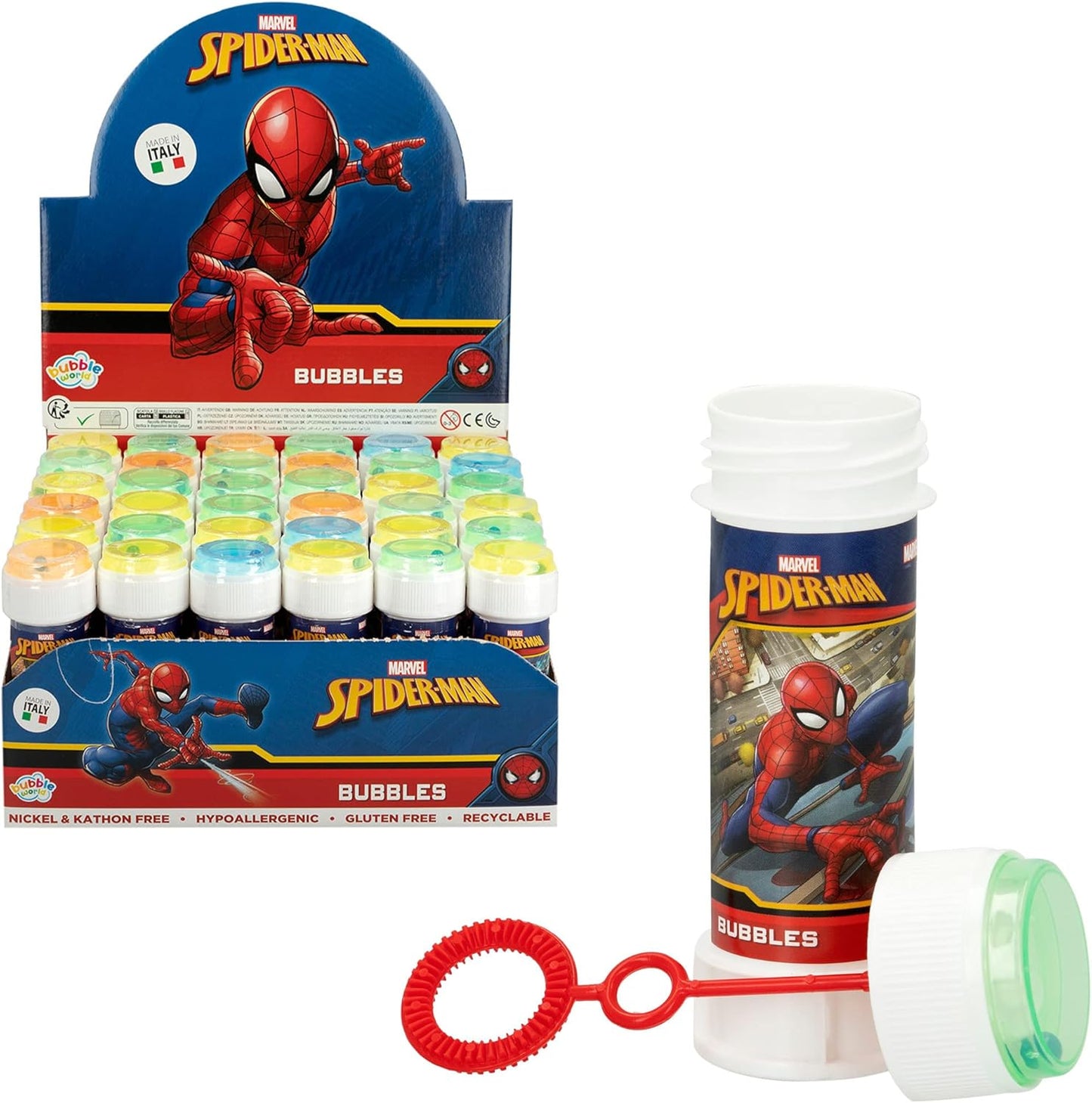 Bolle Di Sapone bambini regalo gadget compleanno Flacone 60 Ml 36 PEZZI Spiderman