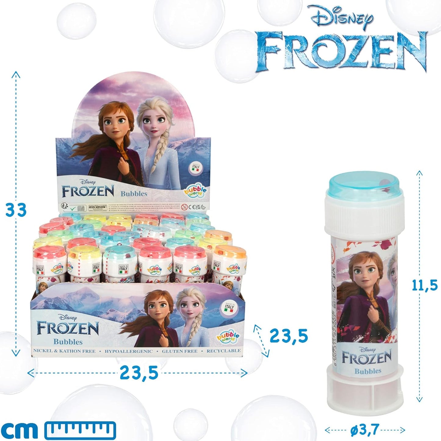 Bolle Di Sapone bambini regalo gadget compleanno Flacone 60 Ml 36 PEZZI Frozen