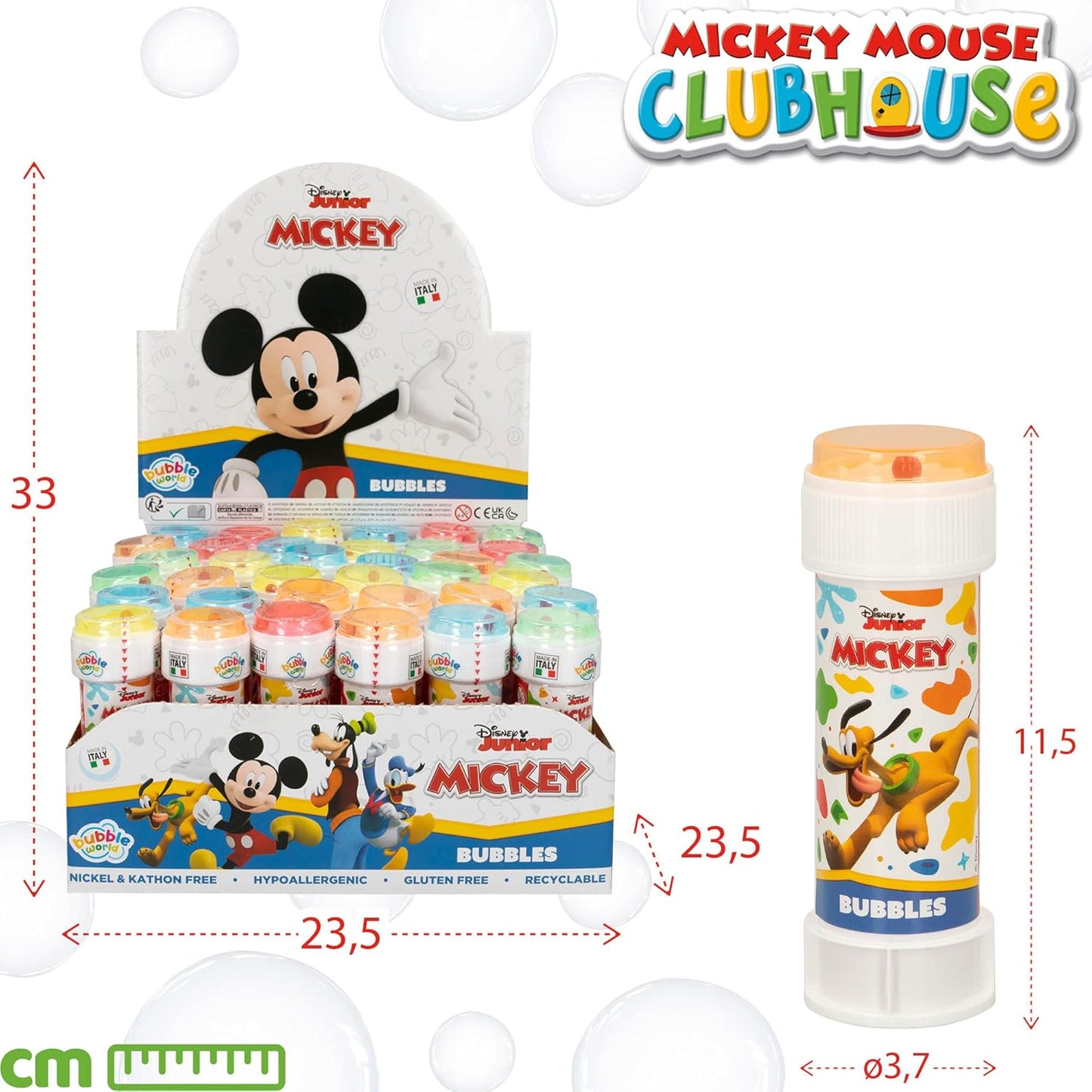 Bolle Di Sapone bambini regalo gadget compleanno Flacone 60 Ml 36 PEZZI Mickey & Friends Topolino Mickey Mouse