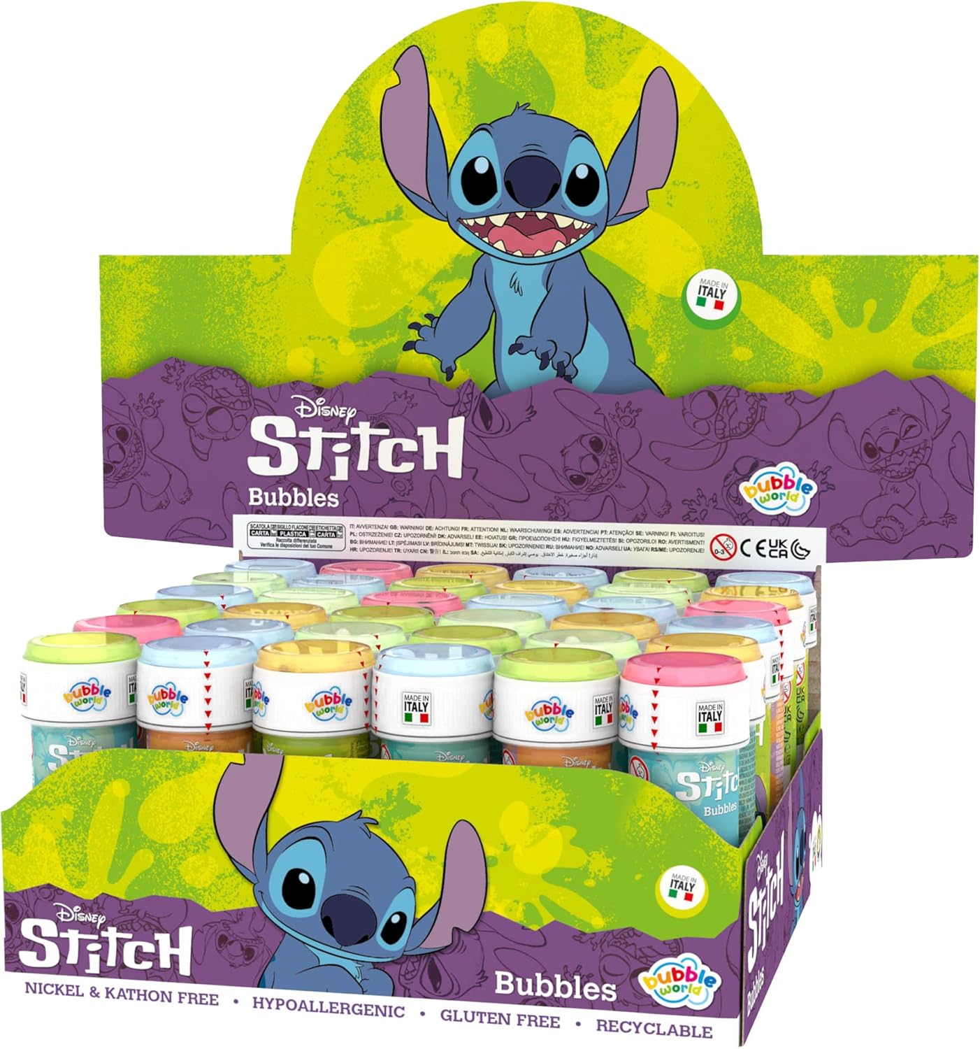 Bolle Di Sapone bambini regalo gadget compleanno Flacone 60 Ml 36 PEZZI Stitch