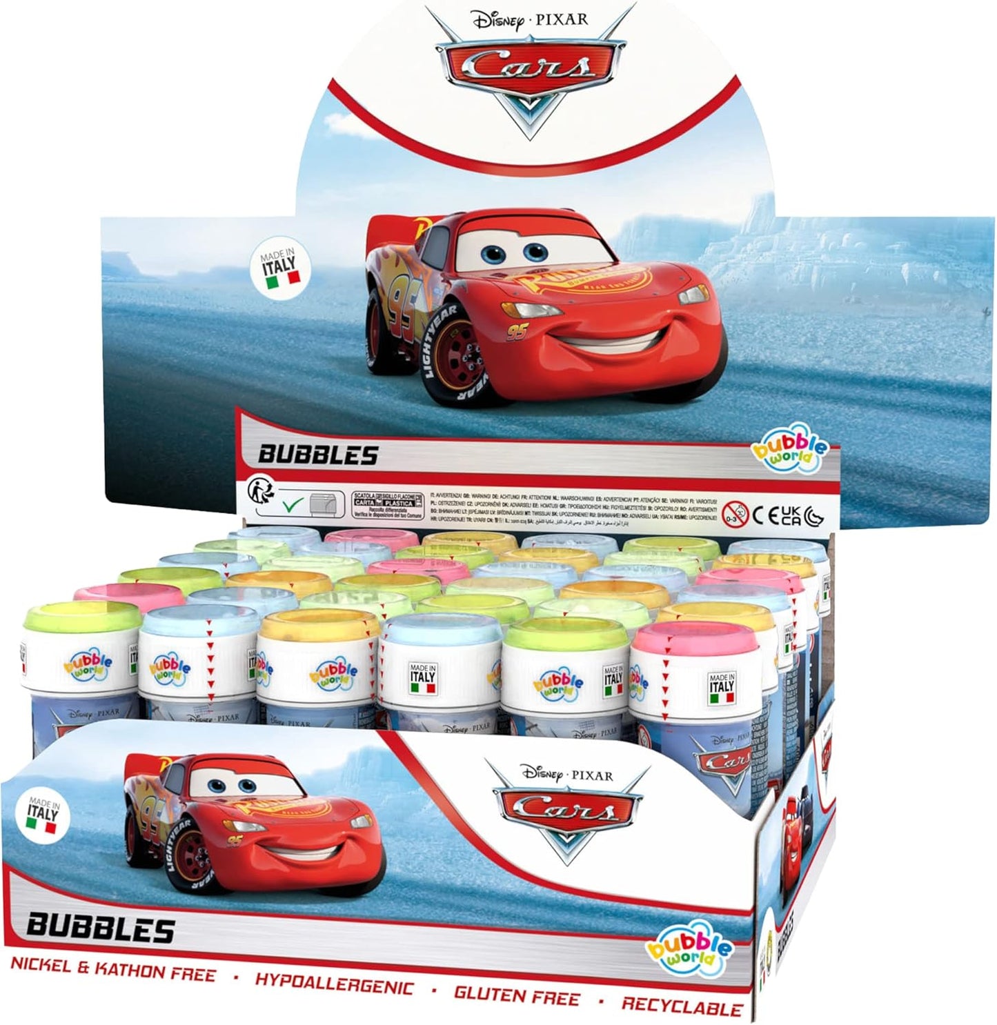 Bolle Di Sapone bambini regalo gadget compleanno Flacone 60 Ml 36 PEZZI Disney Cars