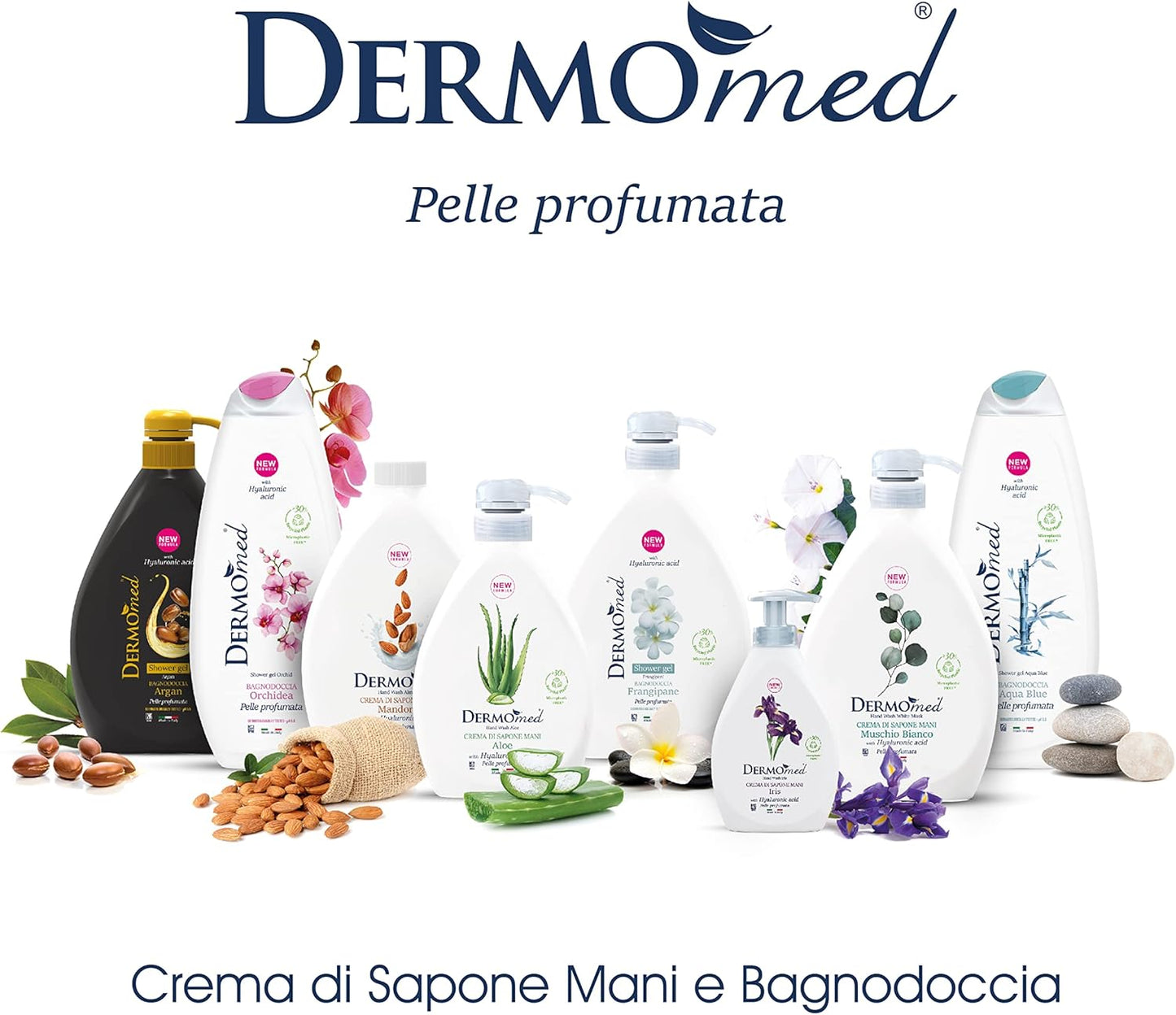 Dermomed Bagnodoccia Muschio Bianco, pH 5.5, 650 ml, Dermatologicamente Testato.