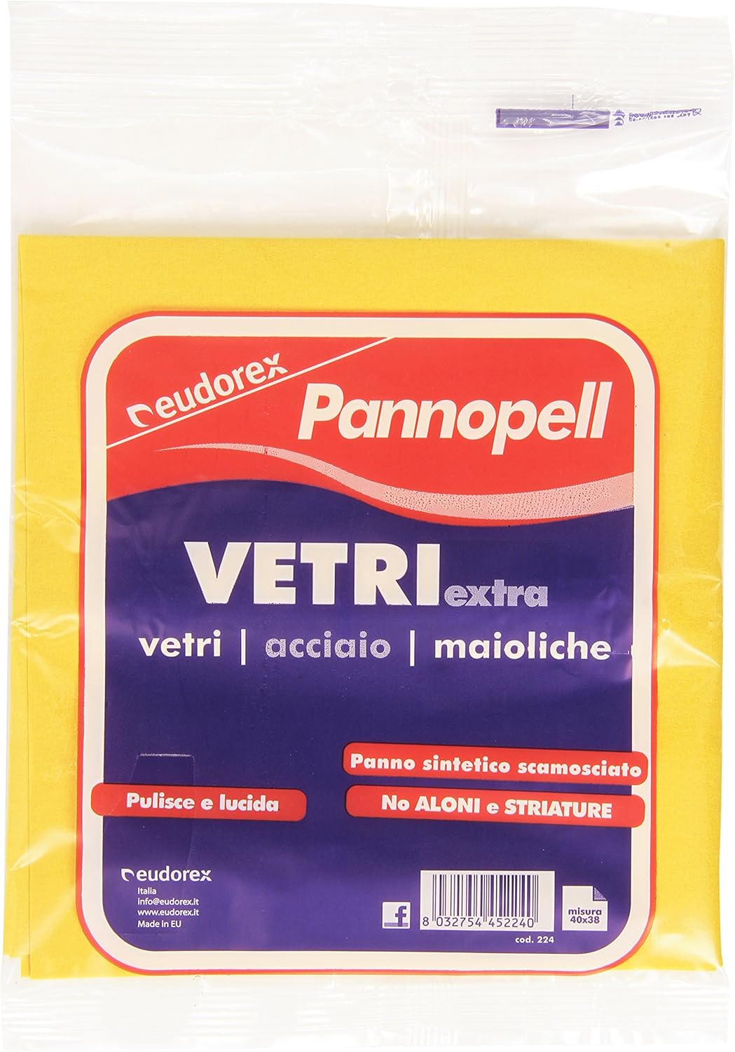 Pannopell, Panno sintetico scamosciato per Vetri, 40x38