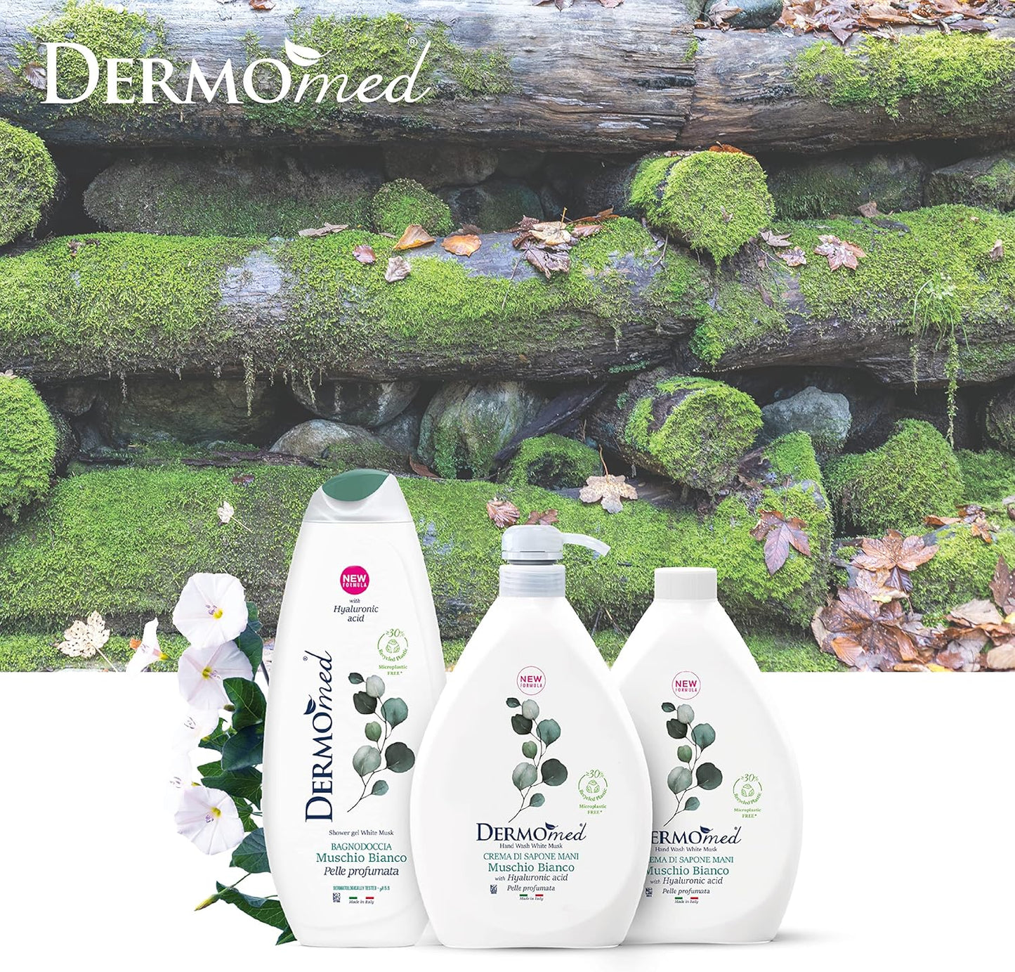 Dermomed Bagnodoccia Muschio Bianco, pH 5.5, 650 ml, Dermatologicamente Testato.