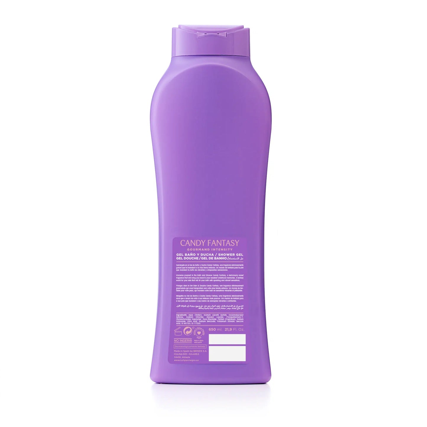 Ingredienti : Aqua (acqua); Sodio Laureth Solfato; Cocamidopropil Betaina; Glicerina; Fosfato di amido idrossipropilico; cocco-glucoside; Decil glucoside; Profumo (fragranza); Oleato di glicerile; Alcool benzilico; Etere dicaprillico; Copolimero stirene/acrilati; Guar Idrossipropiltrimonio Cloruro; Polyquaternium-7; Oleato di glicerile; Acido citrico; Acido benzoico; PEG/PPG-120/10 Trimetilolpropano Trioleato; Laurelth-2; Acido sorbico; limonene; CI60730; CI17200.
