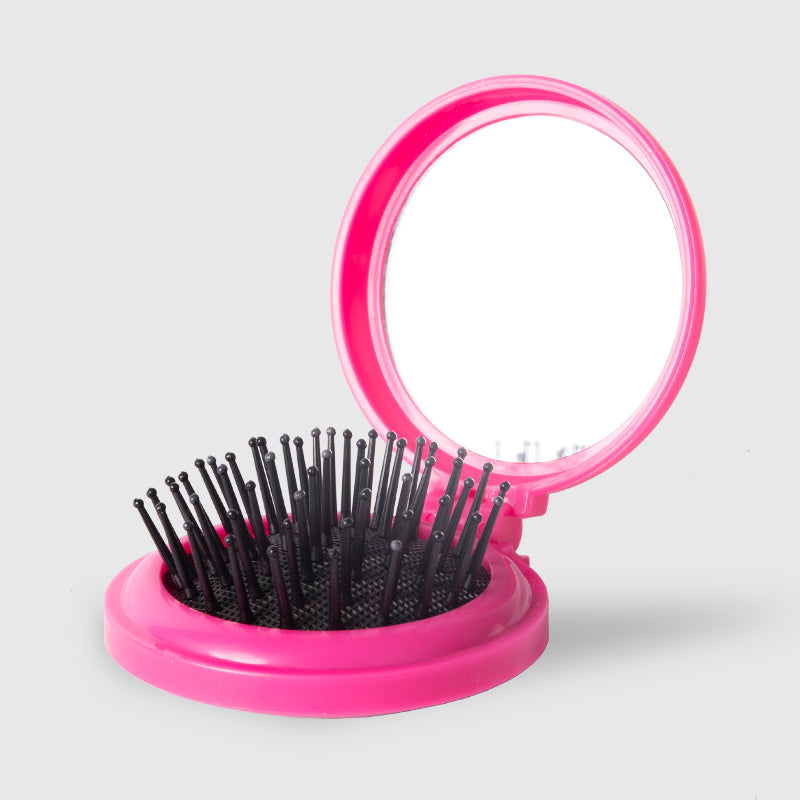 Spazzola per capelli pieghevole mini portatile con specchio integrato