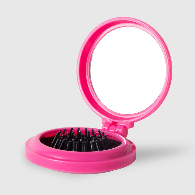 Spazzola per capelli pieghevole mini portatile con specchio integrato