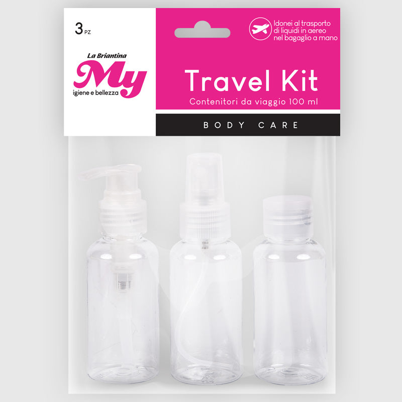 CONTENITORI DA VIAGGIO KIT BAGNO 3 PZ 100ml Cad