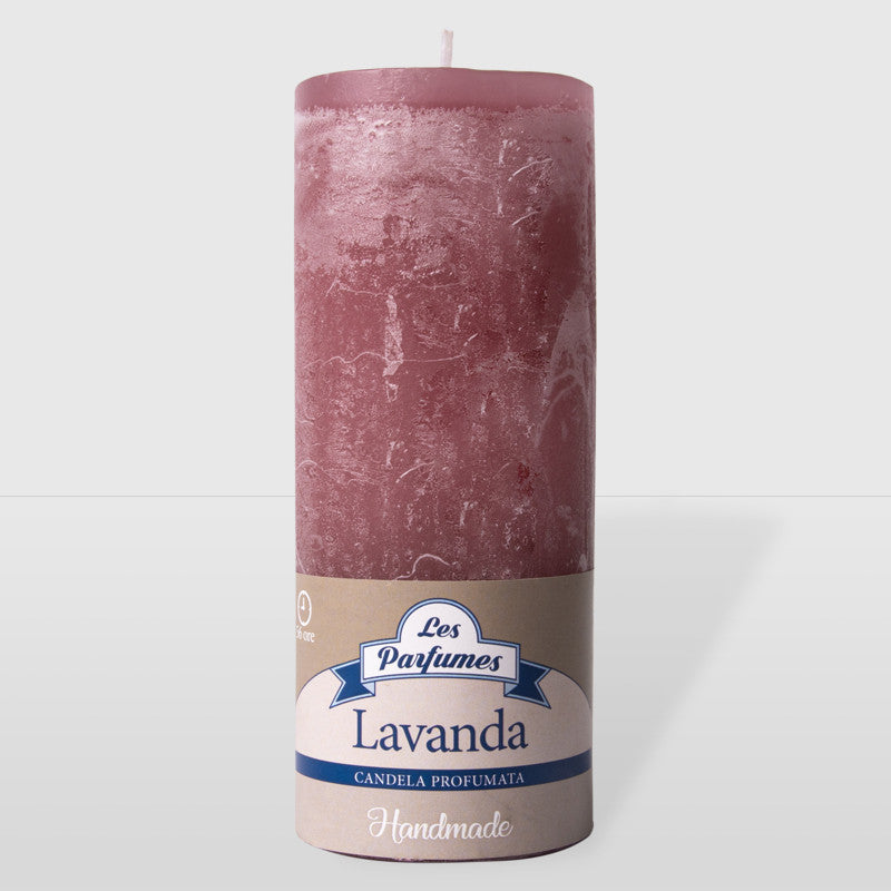 Candela grezza Handmade - Lavanda - altezza 15 cm