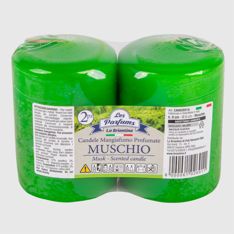 CANDELA CERO MANGIA FUMO 2 pz - Muschio