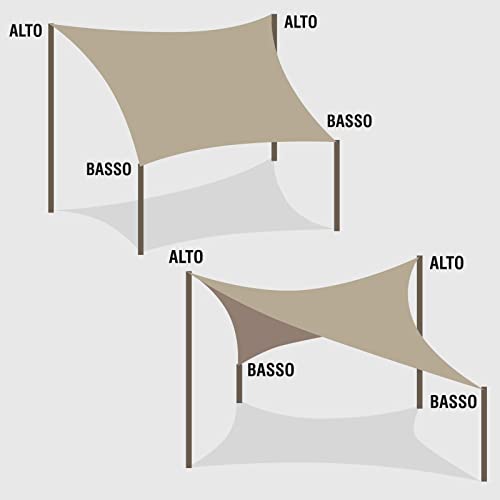 La Briantina Tenda a Vela Quadrata Ombreggiante per Giardini e Terrazze, 3.6x3.6 m Colore Écru