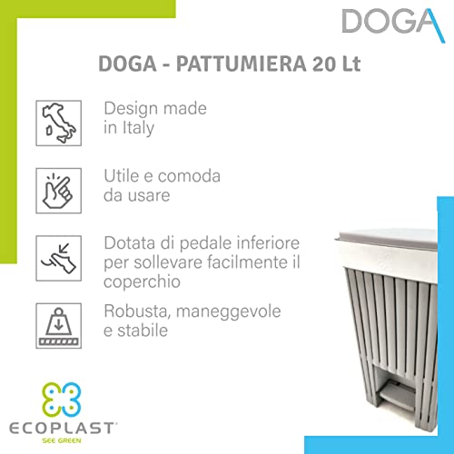 Ecoplast, Pattumiera a Pedale, Resistente. Ideale per la Cucina o l'Ufficio,Colore Antracite, 20 lt, Made in Italy