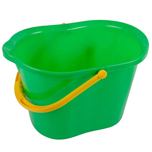 Secchio Lavapavimenti con Strizzatore e Versatore Staccabile, in Plastica, Verde, Capacità 15 Litri