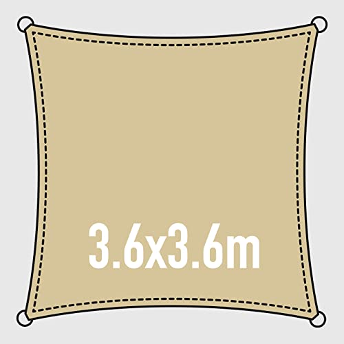 La Briantina Tenda a Vela Quadrata Ombreggiante per Giardini e Terrazze, 3.6x3.6 m Colore Écru