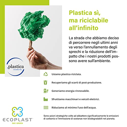 Ecoplast, Pattumiera a Pedale. Ideale per la Cucina o l'Ufficio, Colore Grigio, 20 Lt, Made in Italy