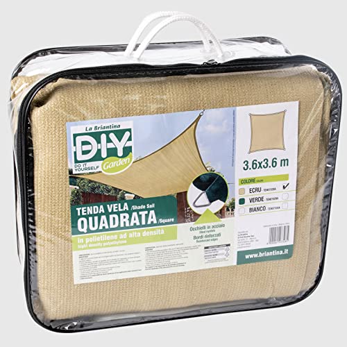La Briantina Tenda a Vela Quadrata Ombreggiante per Giardini e Terrazze, 3.6x3.6 m Colore Écru