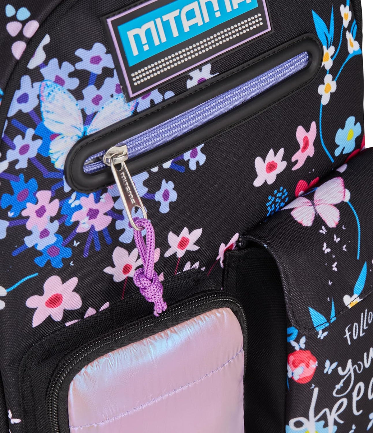 Mitama Zaino Scuola M-Power TrendyFlowers 30L Triplo Scomparto con Schienale EVA Foam, Sistema Auto Adjust, Spallacci…