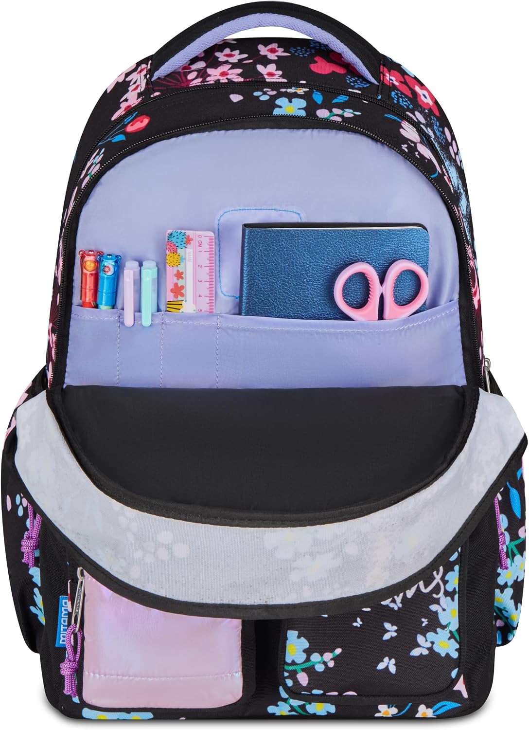 Mitama Zaino Scuola M-Power TrendyFlowers 30L Triplo Scomparto con Schienale EVA Foam, Sistema Auto Adjust, Spallacci…